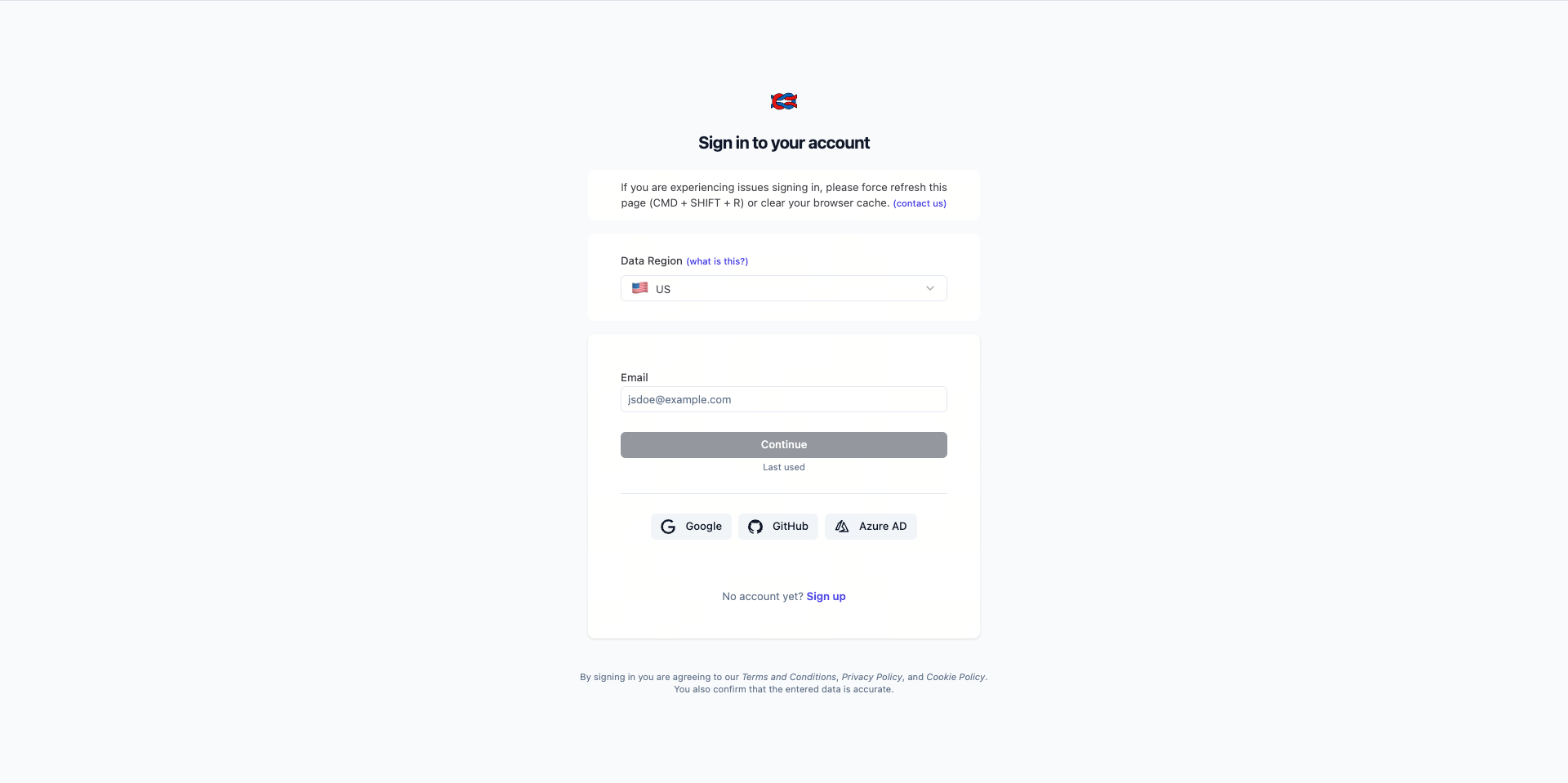 Langfuse sign-in page